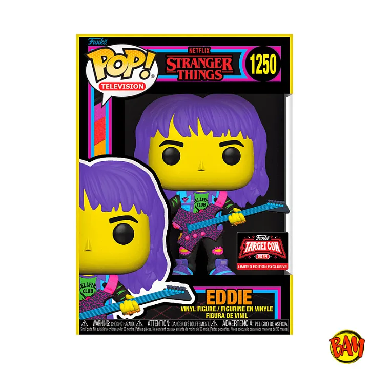 Funko POP! #1250 Television Stranger Things Eddie Special Edition Blacklight