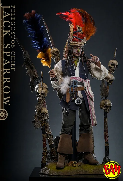 Hot Toys: DX48 Pelegostos Chief Jack Sparrow 1/6 Scale Action Figure (Pirates of the Caribbean | Dead Man's Chest)