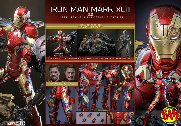 Hot Toys: MMS866D81 Iron Man Mark XLIII (2.0) 1/6 Scale Actionfigur (Avengers | Age of Ultron) Deluxe Version