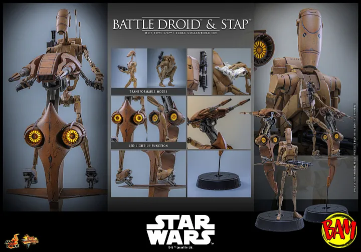 Hot Toys: MMS887 Battle Droid & STAP 1/6 Scale Action Figure Set (Star Wars)