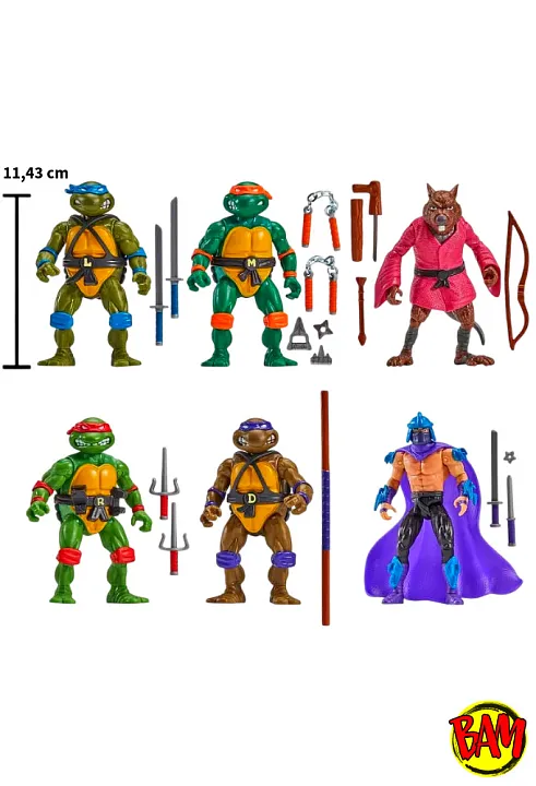 Playmates Toys: Teenage Mutant Ninja Turtles 1988 Remastered Actionfiguren (6er Pack)