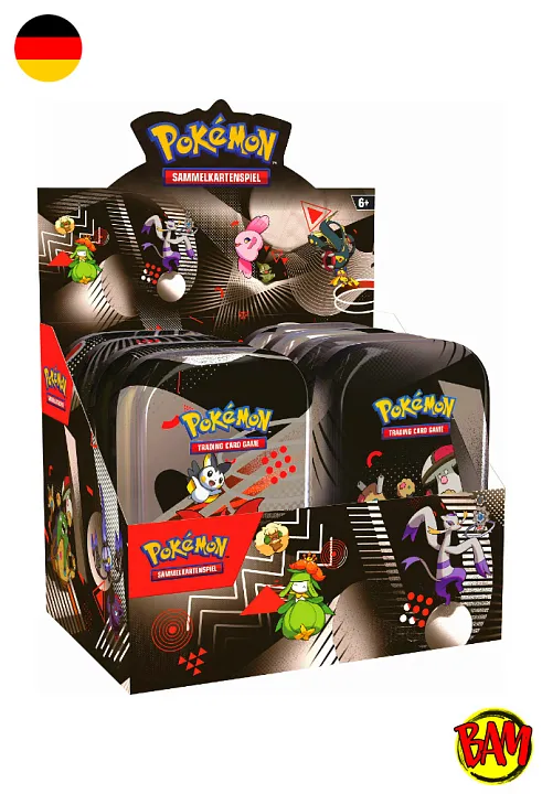 Pokémon TCG: Schwarze Blitze & Weisse Flammen Mini-Tins Display (Karmesin & Purpur KP10.5)