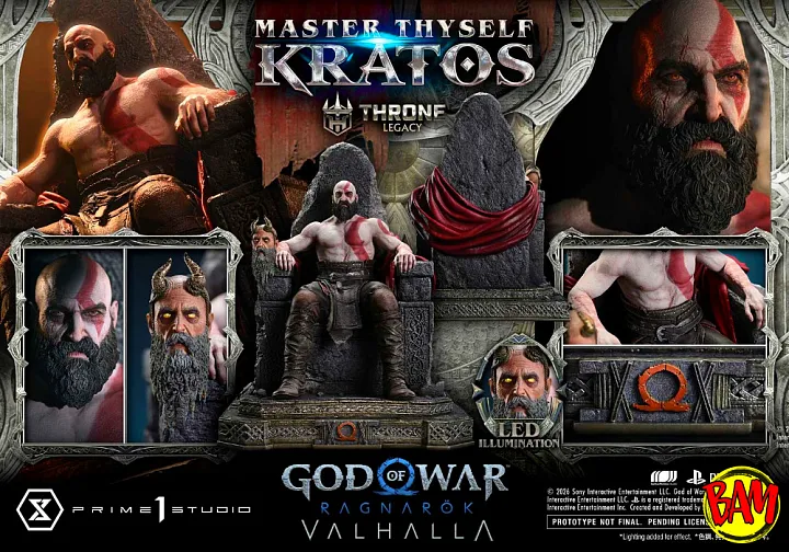 Prime 1 Studio: Throne Legacy Master Thyself Kratos Statue (God of War | Ragnarok)