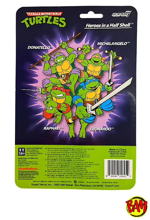 Super7: ReAction TMNT Donatello Actionfigur (Toon)